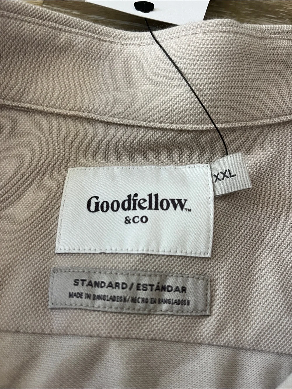 NWT Goodfellow & Co Pique Button Down Dress Shirt Taupe Size XXL